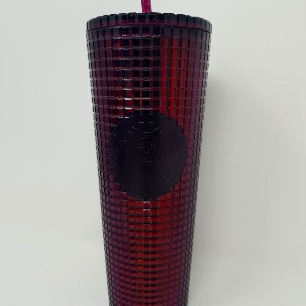 NWT Starbucks 2020 Berry Plum Grid Disco 24 oz Tumbler